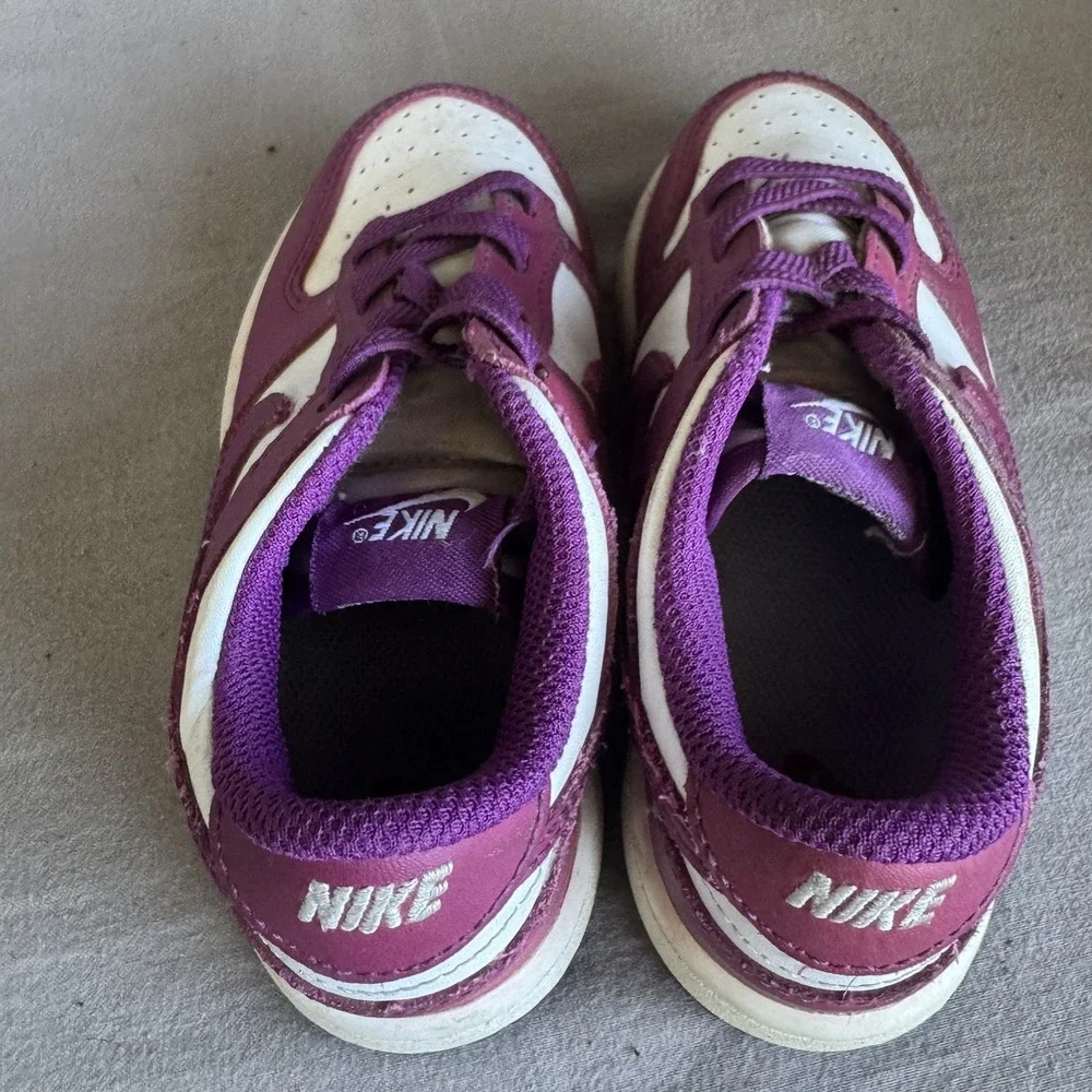 Size 9c - Nike Dunk Low White/ Viotech Toddler Shoes ( FB9107-110 )